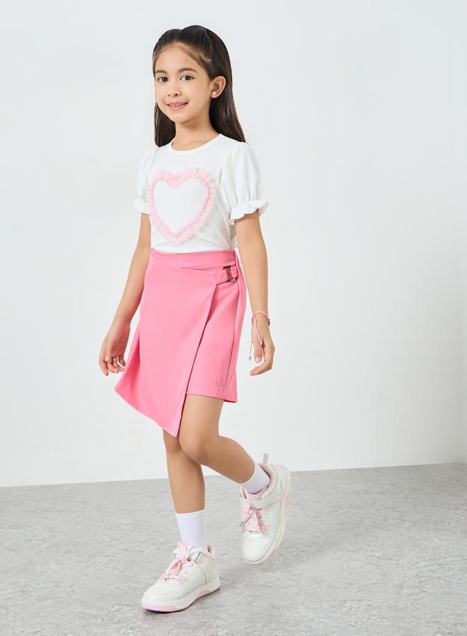 Styli Girls Pink Woven Skort - Image 1